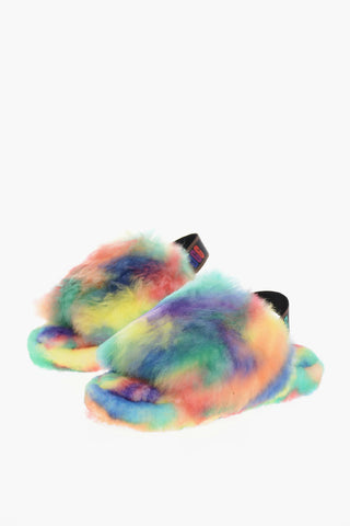 K FLUFF YEAH Shearling Slides with Logoed Band