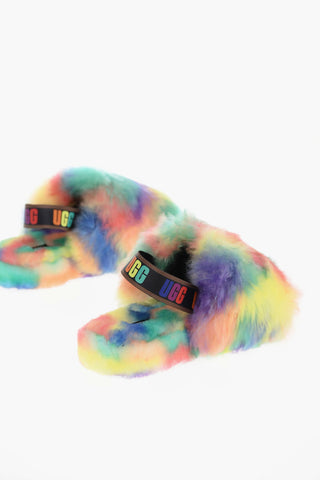 K FLUFF YEAH Shearling Slides with Logoed Band