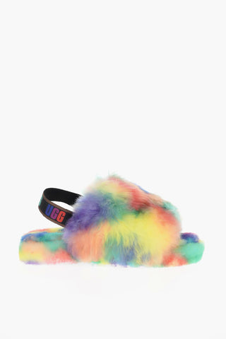 K FLUFF YEAH Shearling Slides with Logoed Band
