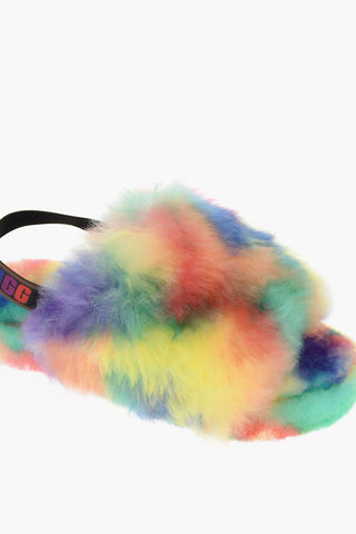 K FLUFF YEAH Shearling Slides with Logoed Band