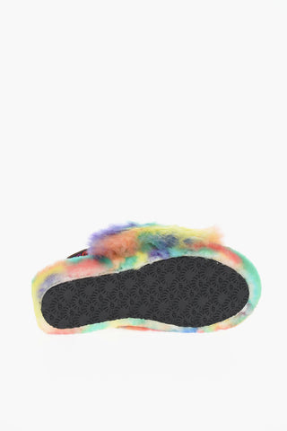 K FLUFF YEAH Shearling Slides with Logoed Band