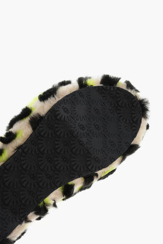 FLUFF YEAH Shearling Slides with Animalier Pattern