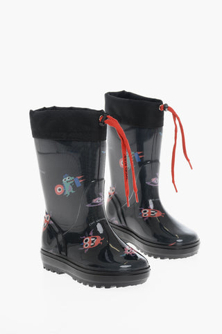 Rubber Drawstringed Galoche with Monsters Print