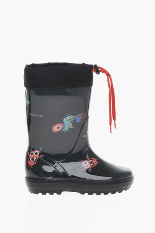 Rubber Drawstringed Galoche with Monsters Print