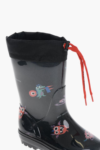 Rubber Drawstringed Galoche with Monsters Print