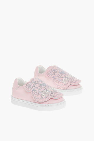 Calfskin Slip On Sneakers with Embroidered Tiger