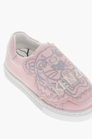 Calfskin Slip On Sneakers with Embroidered Tiger