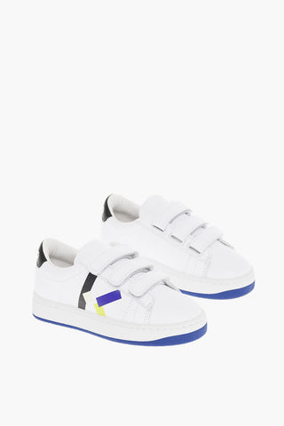 Sneakers in Pelle con Chiusura in Velcro e Logo Multicolor