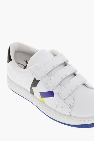 Sneakers in Pelle con Chiusura in Velcro e Logo Multicolor