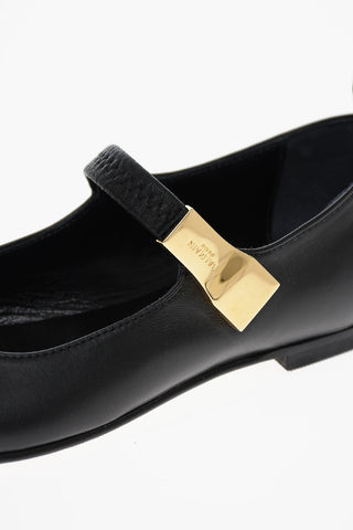 Ballerine in Pelle con Applicazione Dorata con Logo