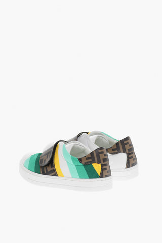 Sneakers Basse in Pelle con Chiusura in Velcro e Logo