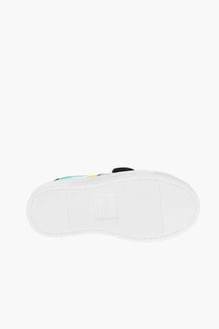 Sneakers Basse in Pelle con Chiusura in Velcro e Logo