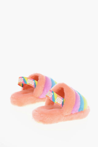 K FLUFF YEAH Shearling Slides with Logoed Band