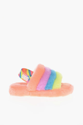 K FLUFF YEAH Shearling Slides with Logoed Band