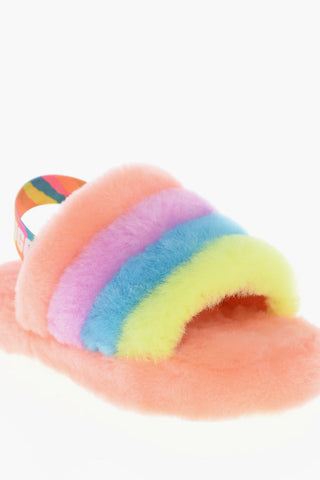 K FLUFF YEAH Shearling Slides with Logoed Band