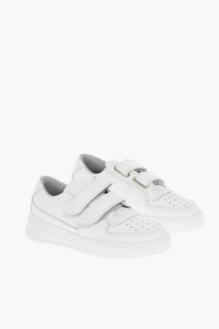 Sneakers in Pelle con Chiusura in Velcro e Logo
