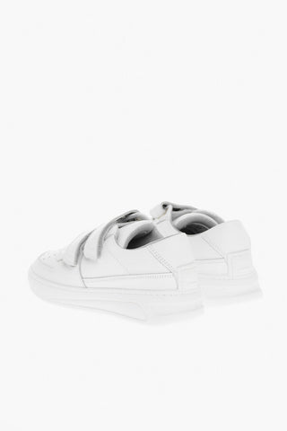 Sneakers in Pelle con Chiusura in Velcro e Logo