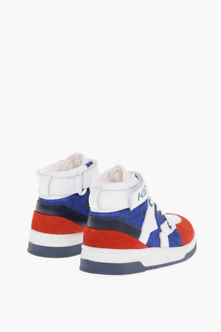 Calfskin High Sneakers with Animalier Pattern and Velcro