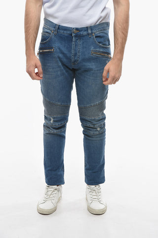Stretch Cotton Slim Fit Biker Denims 15cm