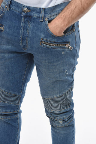 Stretch Cotton Slim Fit Biker Denims 15cm