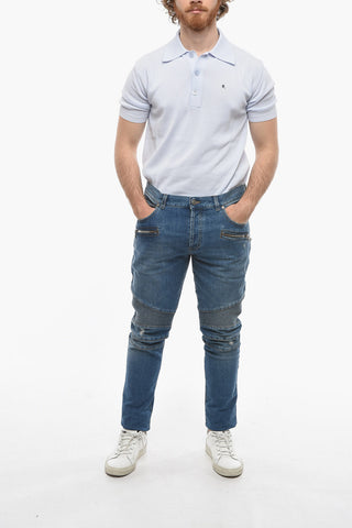Stretch Cotton Slim Fit Biker Denims 15cm