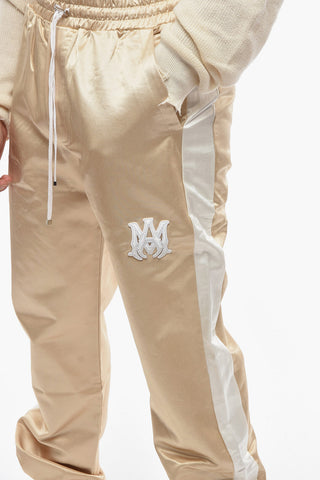 Shiny Fabric Joggers with Contrasting Side Bands