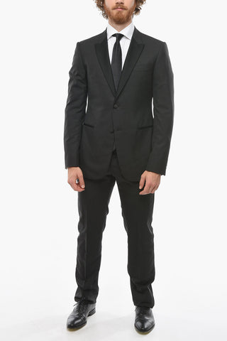 EMPORIO Virgin Wool Suit with Satin Peak Lapel
