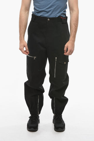 Multipocketed Cotton Pants with Zipped Ankles