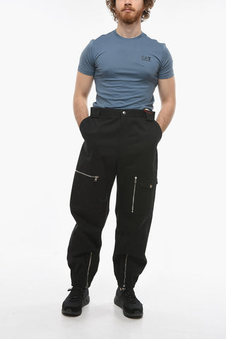 Multipocketed Cotton Pants with Zipped Ankles