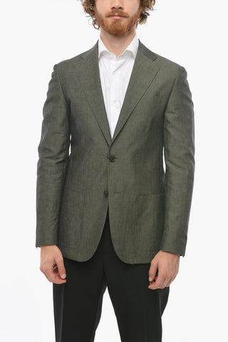 CC COLLECTION Linen-blend REFINED Blazer with Patch Pockets