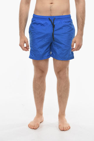Solid Color Swim Shorts with Visible Stitching