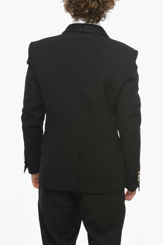 Blazer with Decorative Collar and Flapped Pockets