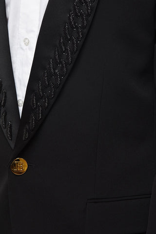 Blazer with Decorative Collar and Flapped Pockets
