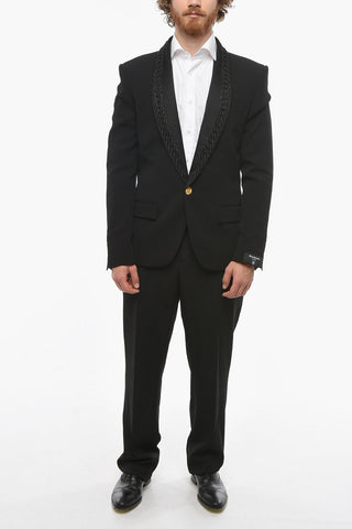 Blazer with Decorative Collar and Flapped Pockets