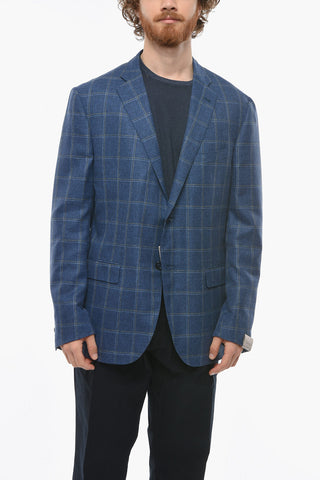 Virigin Wool-blend GATE Blazer with Windowpane Motif