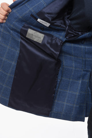 Virigin Wool-blend GATE Blazer with Windowpane Motif