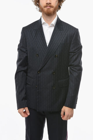 Blazer Doppiopetto con Revers a Lancia e Logo Allover