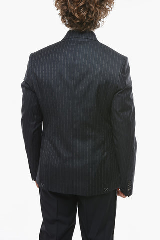 Blazer Doppiopetto con Revers a Lancia e Logo Allover