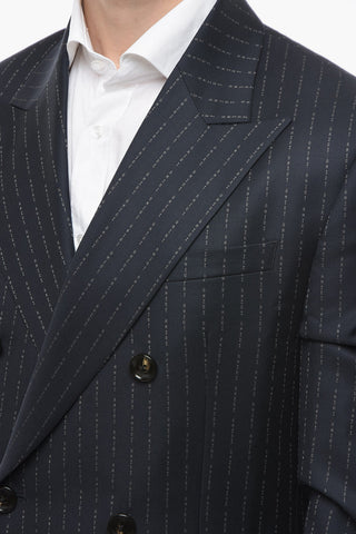 Blazer Doppiopetto con Revers a Lancia e Logo Allover