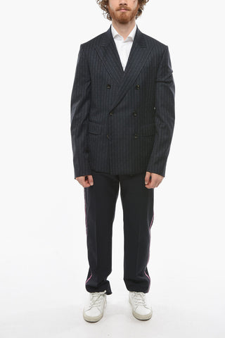 Blazer Doppiopetto con Revers a Lancia e Logo Allover