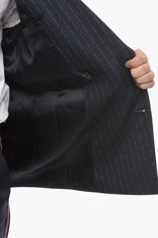 Blazer Doppiopetto con Revers a Lancia e Logo Allover