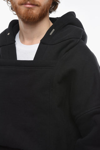 Felpa Hoodie Oversized con Chiusura in Velcro e Maxitasca