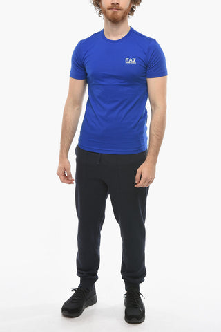 EMPORIO EA7 Crew-neck T-shirt with Contrasting Logo Print