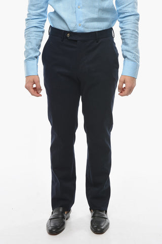 Cotton Blend Tapered Fit Pants with Belt Loops