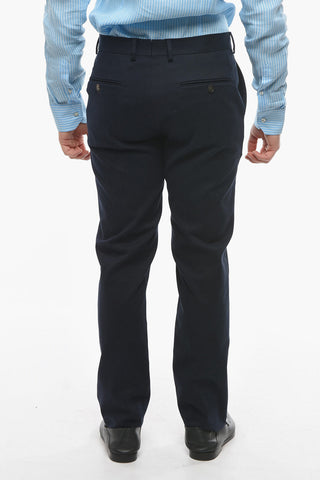 Cotton Blend Tapered Fit Pants with Belt Loops