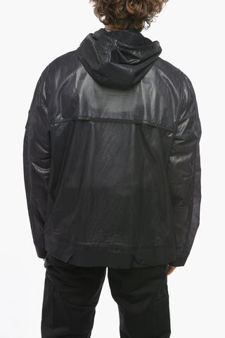 Giacca a Vento in Nylon Lucido con Tasche ad Aletta