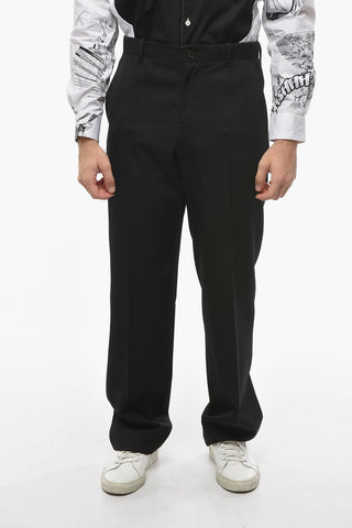 Wool Tapered Fit Pants with Hidden Fastening
