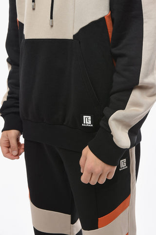 Felpa Hoodie Tricolore con Maxitasca