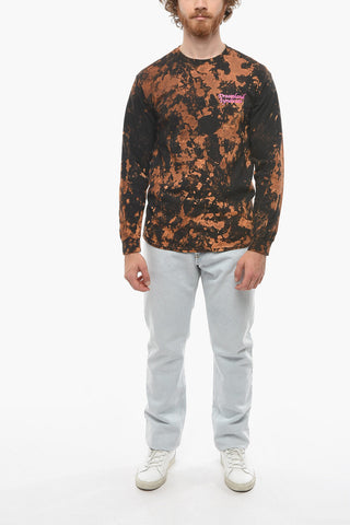 Acid Wash Effect Long Sleeve T-Shirt with Contrasting Print