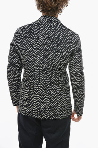 Perforated Fabric Blazer with Geometrical Pattern